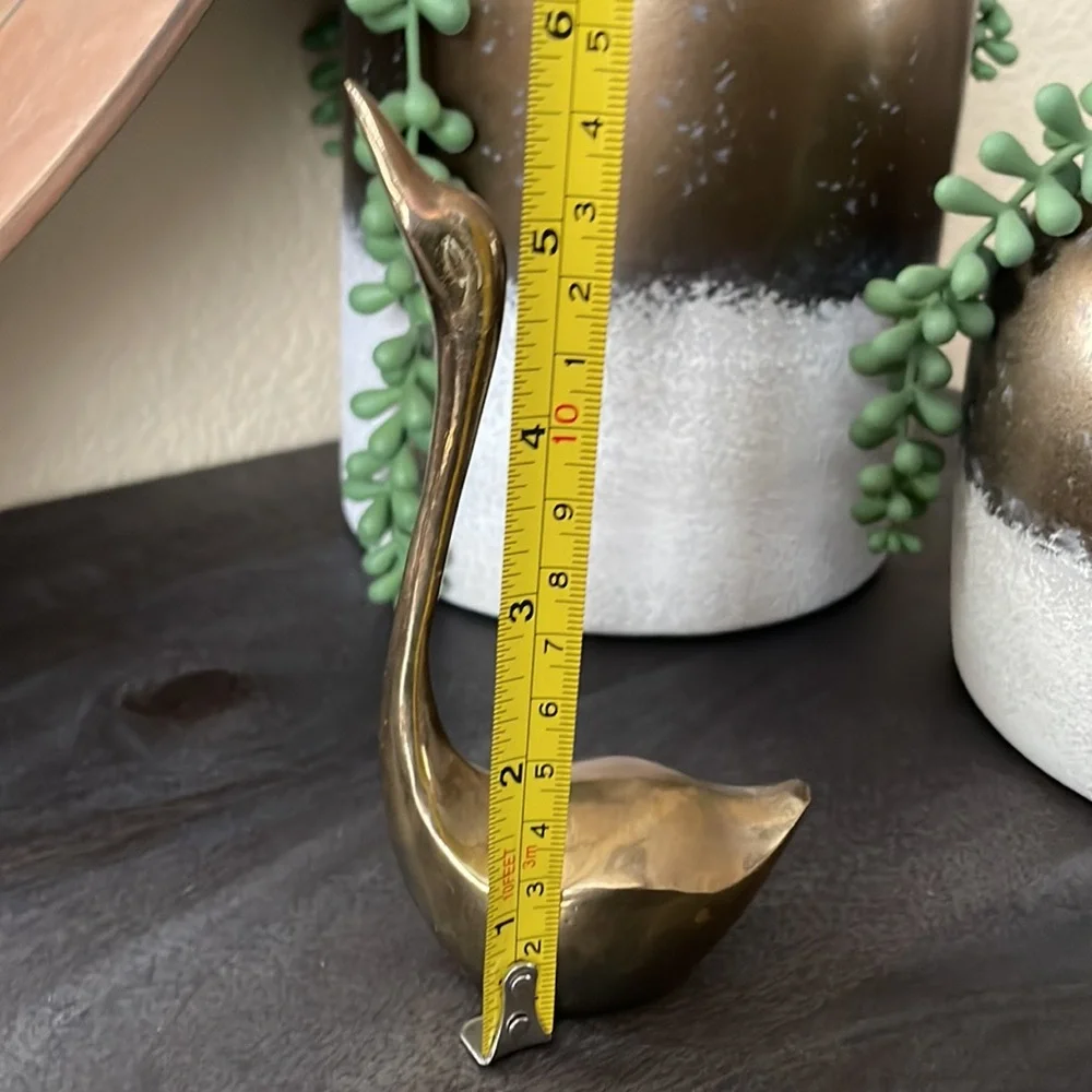 Vintage Set Of 4 Solid Brass Swans - Picture 7 of 11